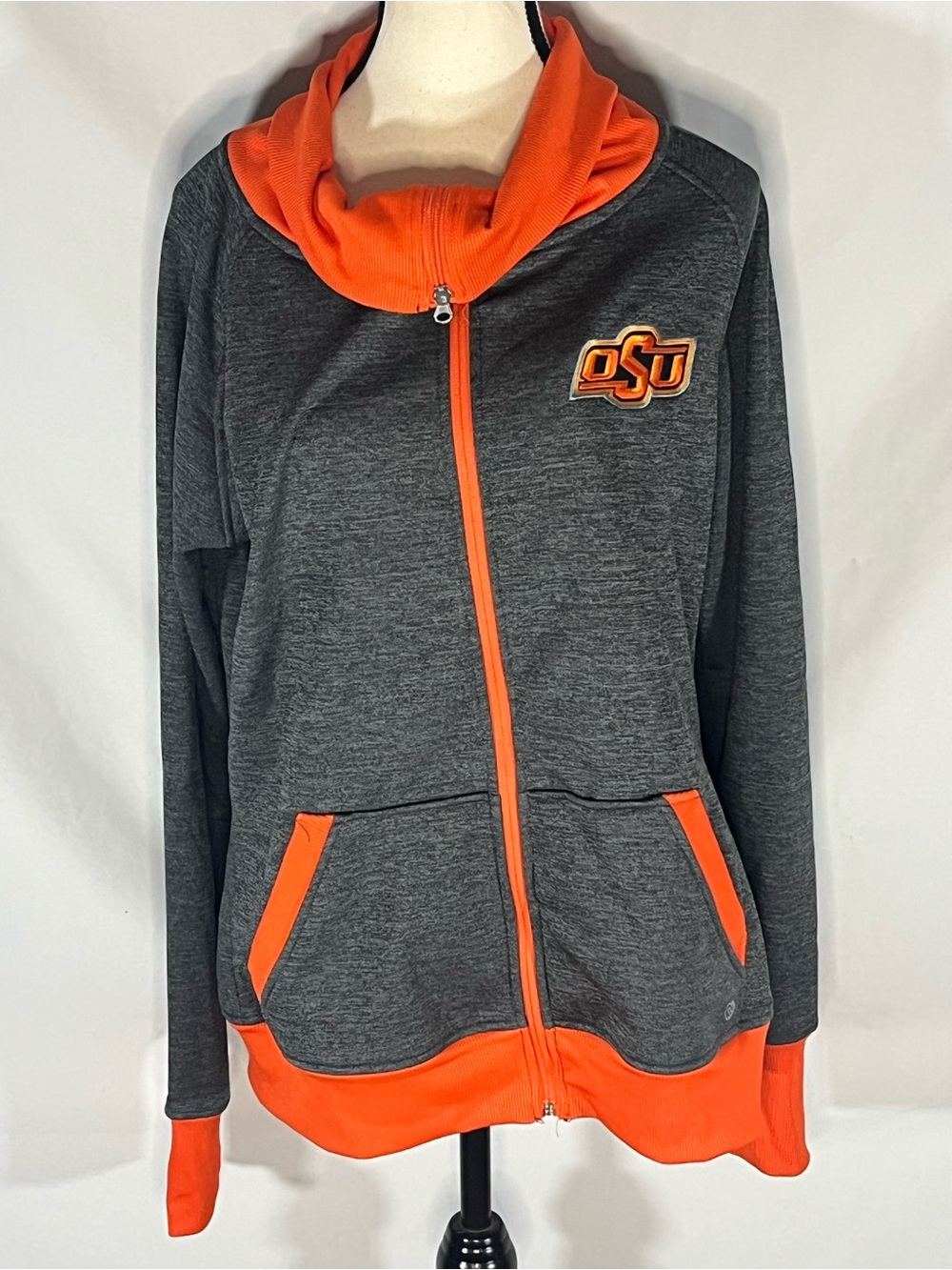 Colosseum OSU Cowboys Women’s  Full Zip Cowl Neck Jacket w/ Thumbhole XL